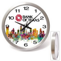 14" Brushed Metal Wall Clock w/ Glass Lens